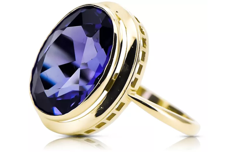 Вінтаж вироби Каблучка Сапфір 14K Жовте золото vrc285y